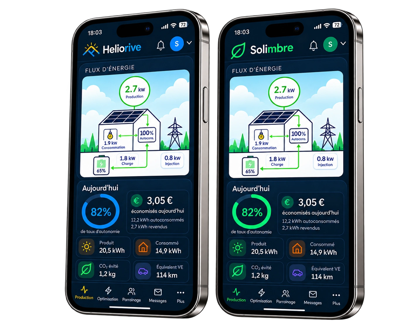 La même application aux couleurs de deux installateurs différents